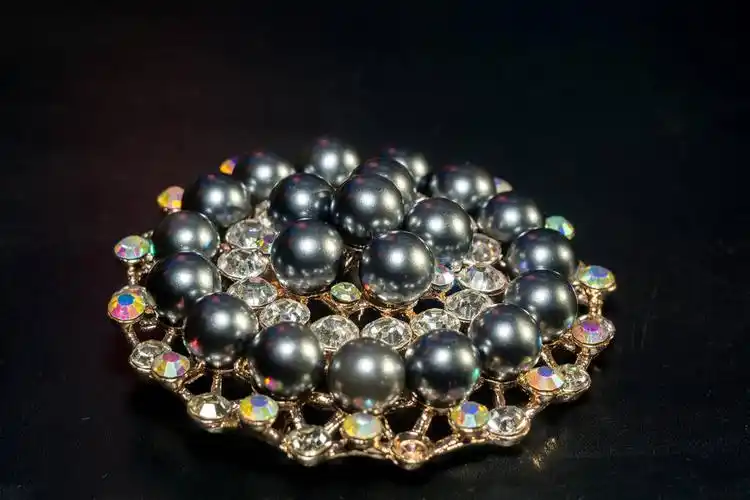 黑珍珠,圆,时尚,胸针,黑色,珍珠