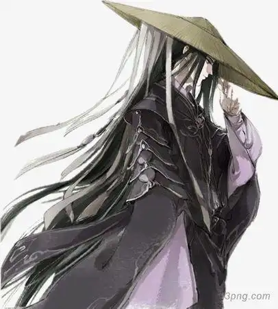 草帽黑衣古风手绘男子
