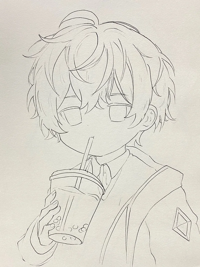 画画好难:今天偷懒画简单一点的#手绘动漫人物 #二次元 #日常瞎画