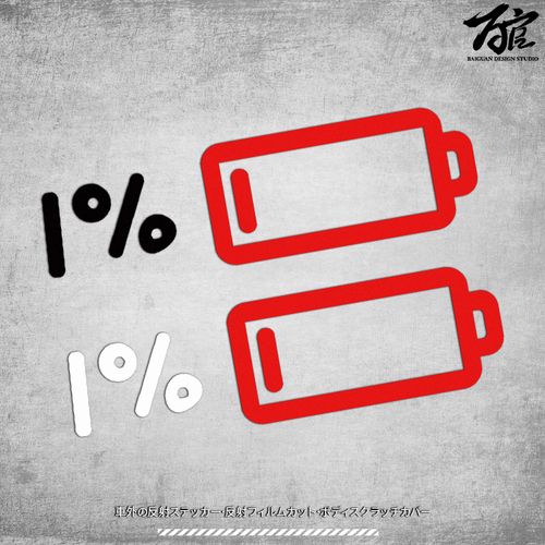 1%电池电量趣味卡通反光防水个性电动车摩托汽车机车小号装饰贴纸