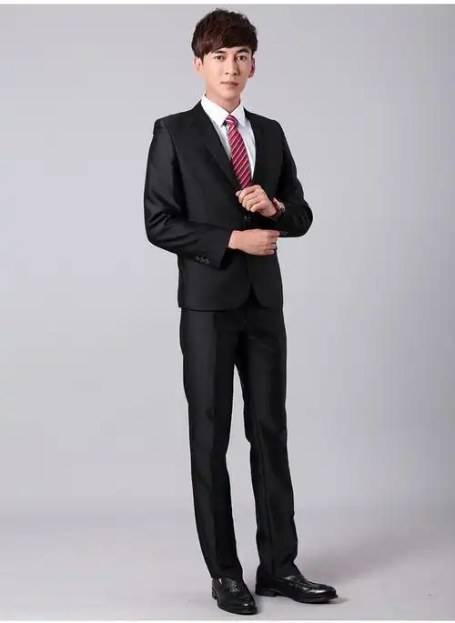 西服套装男士二件套商务休闲修身职业正装新郎结婚礼服男西装