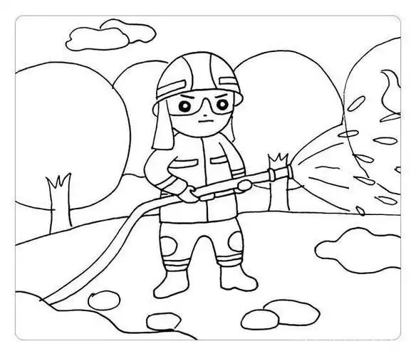 幅完整场景的简笔画难度救火的消防员简笔画关于消防员简笔画手抄报消