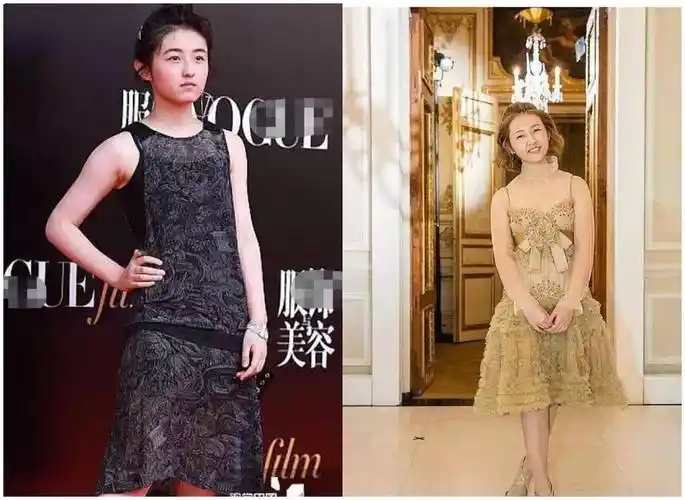 原创张子枫车库大秀蓝色亮片吊带裙背超薄斜方肌不见了