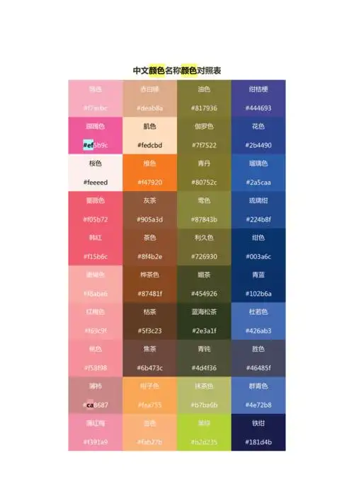 颜色名称颜色对照表doc