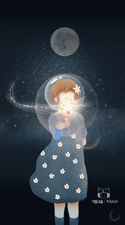 假如有一天,月亮消失了,地球该多孤单呐~ gif动态图 治愈