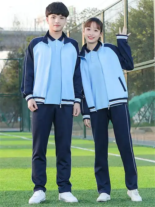 夏季日系秋季蓝色运动装长袖短袖英伦学院风学院中学校服运动套装