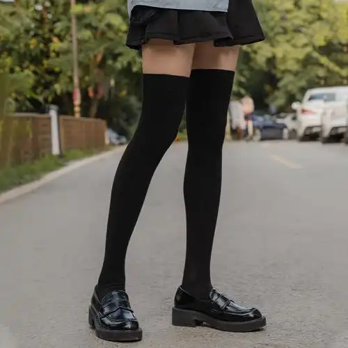 大腿袜女jk袜子日系长筒制服袜黑色春秋季秋款薄款长袜女潮靴下物