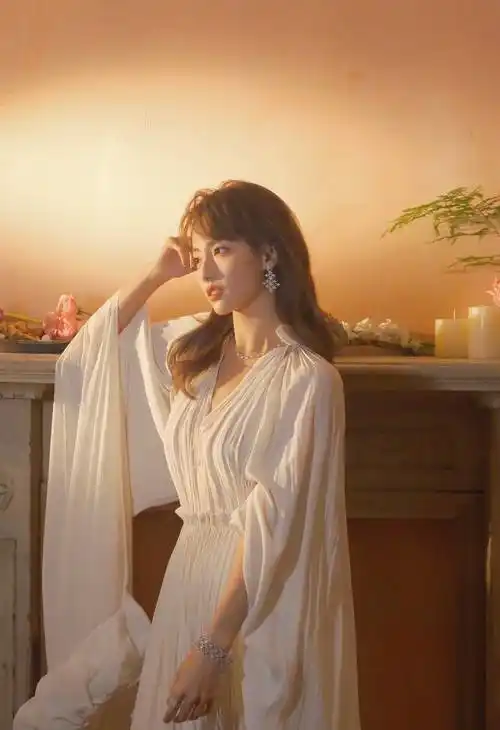 知名女星张嘉倪晒最新写真,穿白色皱纹长裙,肌肤如润雪_照片_留言