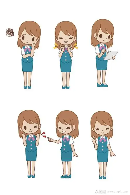 客服卡通人物女性形象素材