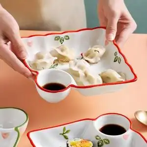饺子盘日式家用韩式北欧风格多功能吃水饺专用盘陶瓷装煮熟创意