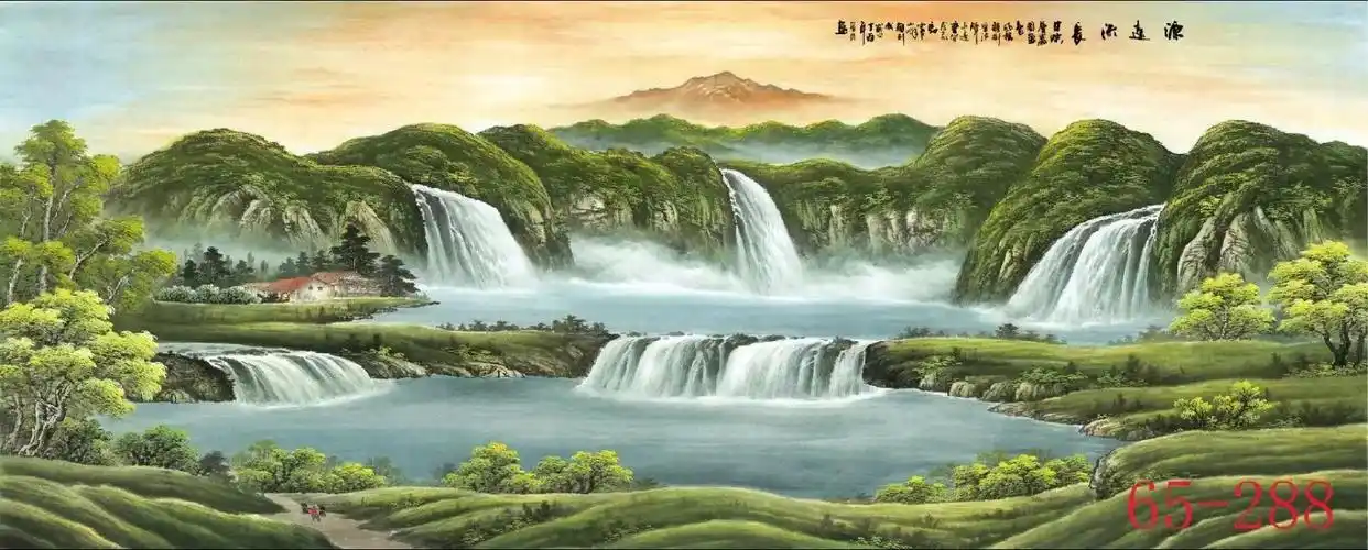 国画山水聚宝盆招财风水元宝靠山字画客厅装饰国画