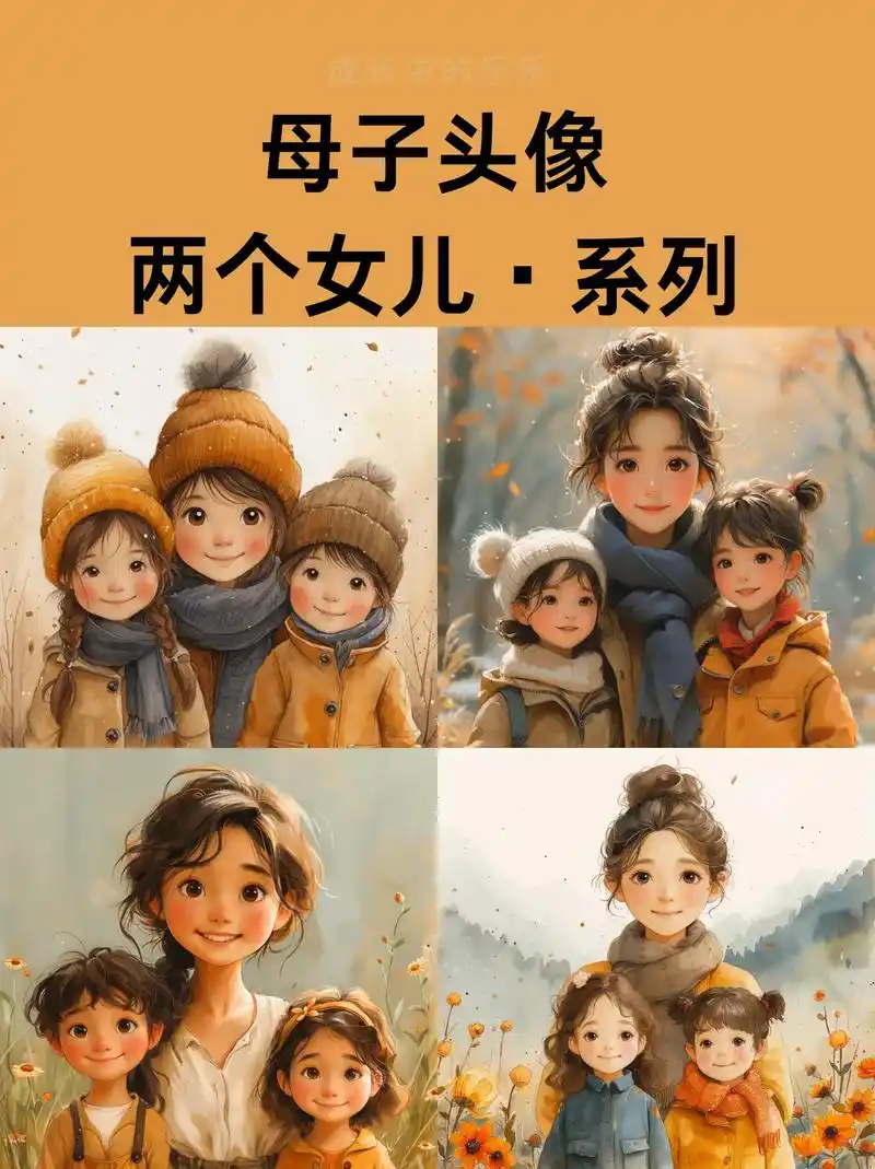 母子头像 | 妈妈和两个女儿.母女情深,岁月如歌:母女三人共 - 抖音