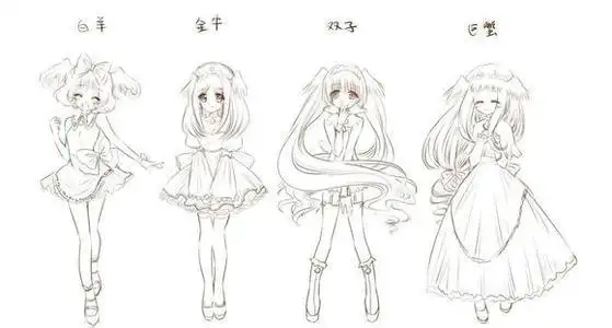 十二星座画法可爱版简笔画