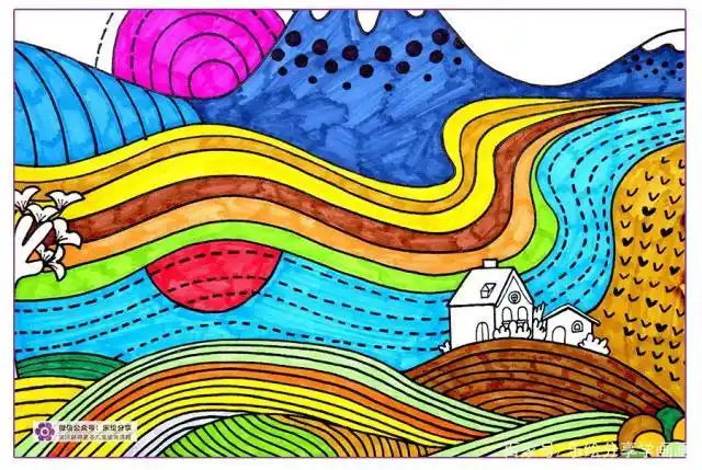 创意儿童画教程|秋天的线条和色彩