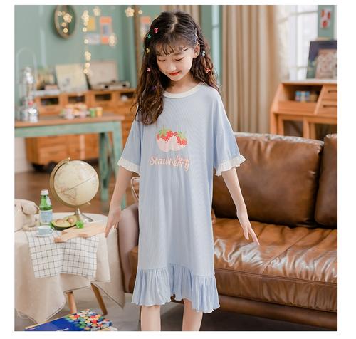 薄款韩版公主家居服亲子母女空调服女孩大女童睡裙夏季童装