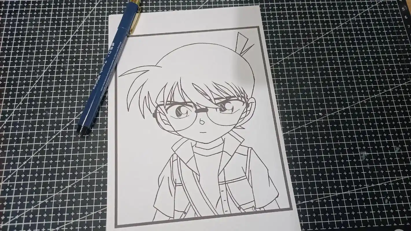 黑脸柯南.#手绘#画渣日常 #柯南#动漫 - 抖音