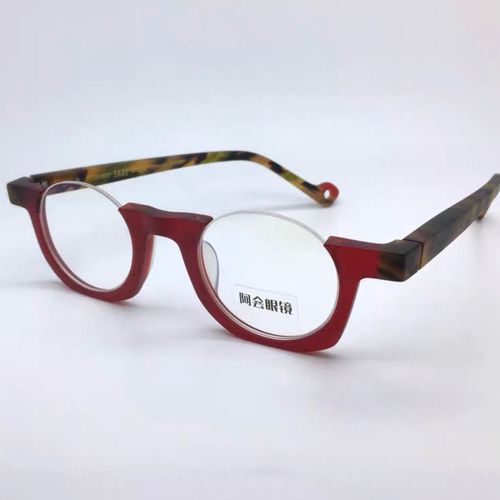 个性倒半框板材眼镜复古小圆哑光磨砂手工眼镜架配高度数近视372