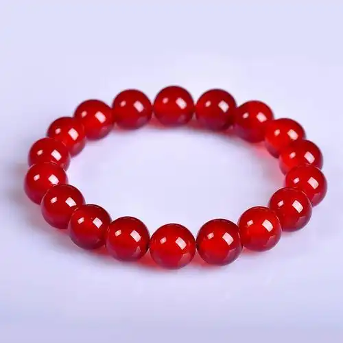 玉致yuzhi 玉髓玛瑙手链手串 冰润清透 支持复检 红玛瑙单圈手链10mm