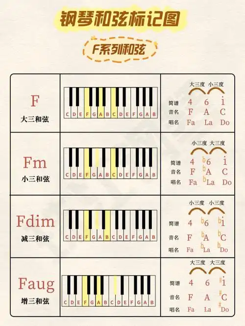 零基础学钢琴即兴伴奏丨f系列和弦大全