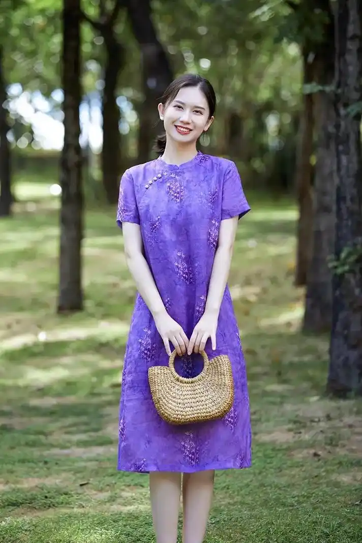 重温古典韵味新中式苎麻斜襟旗袍合集
