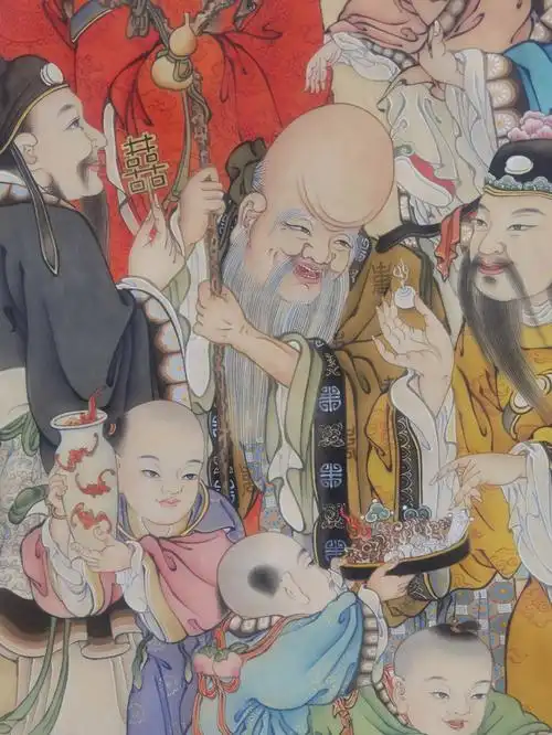 中国文化  #中国传统文化  #五福临门  #国画  #福禄寿