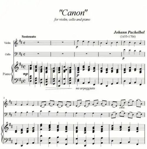 d大调卡农帕赫贝尔钢琴弦乐三重奏总分谱