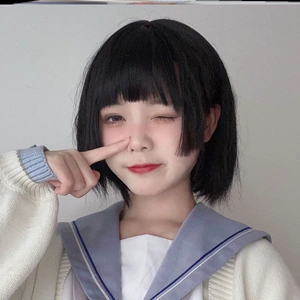 水母头假发公主切女可爱自然空气刘海姬发式二次元减龄短发全头套