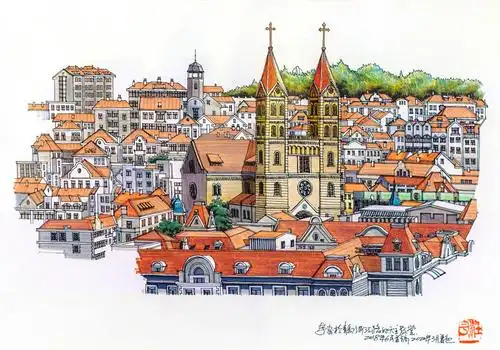 庄宇手绘济南古建筑作品《话说济南》在济南美术馆展出