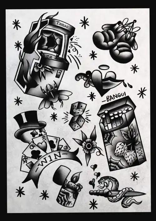 oldschool拼接一组黑灰手稿