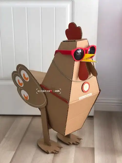 纸箱手工diy又酷又飒的大鸡附制作图纸