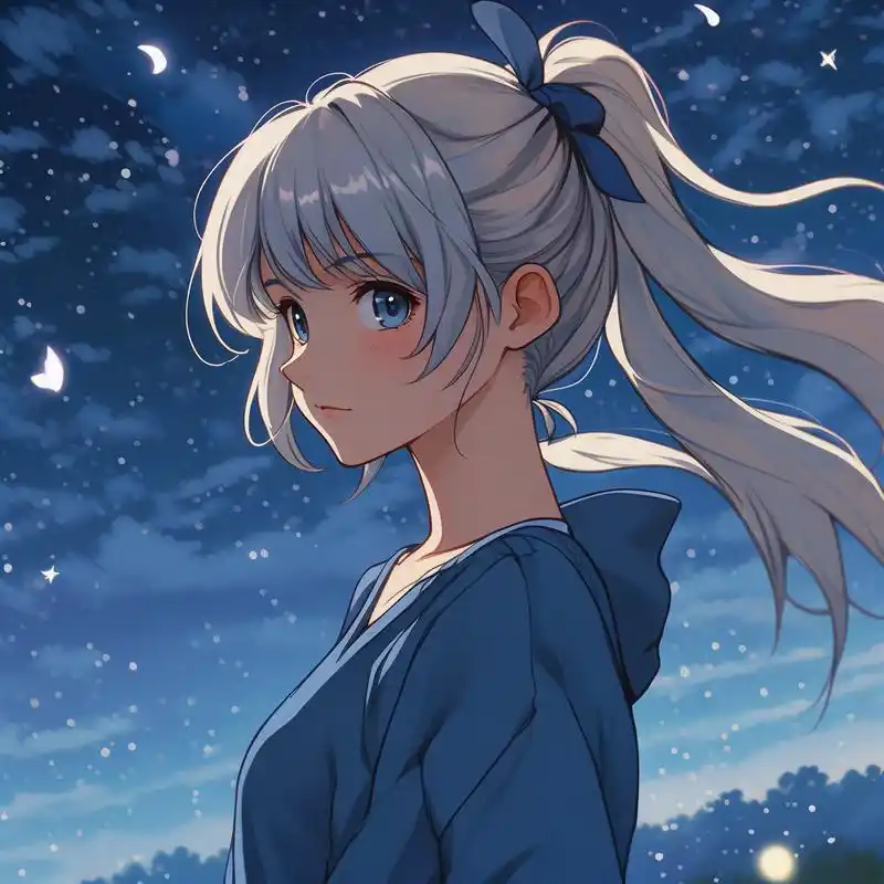 吉卜力色彩梦幻头像:蓝色女生与蝴蝶之舞 沉浸在这吉卜力色彩的梦幻