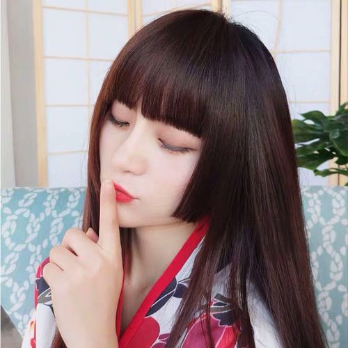 发式_日系三刀齐公主切刘海姬发式水母头刘海带鬓角齐刘海三刀平刘海