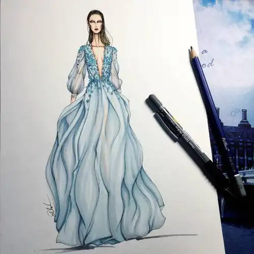 时装绘画 服装设计 手帐素材 婚纱 礼服 ins:eris_tran