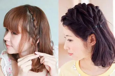 流行发型 / 正文再来看看上图所示的这种比较偏甜美风格的短发辫子