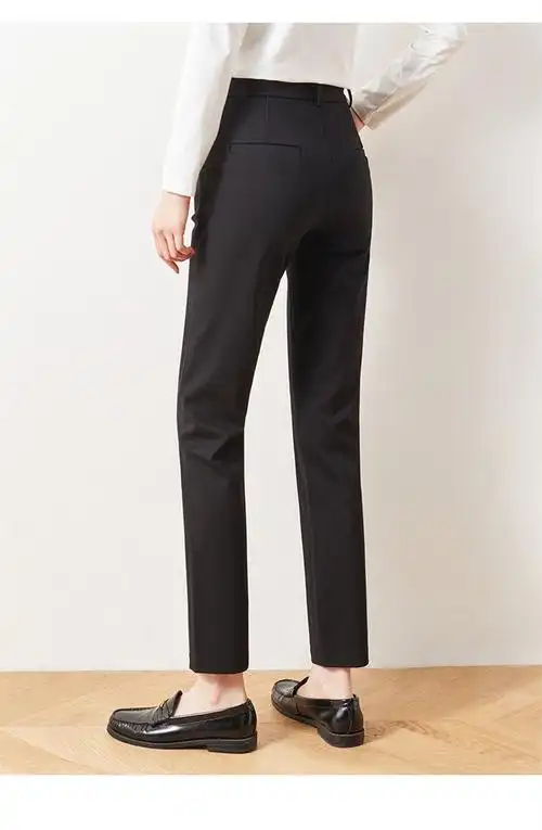 娅丽达女裤高腰显瘦直筒裤女大码裤子2021春季新款黑色九分休闲裤