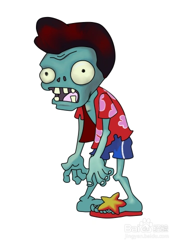 彩色简笔画植物大战僵尸飞机头僵尸的画法