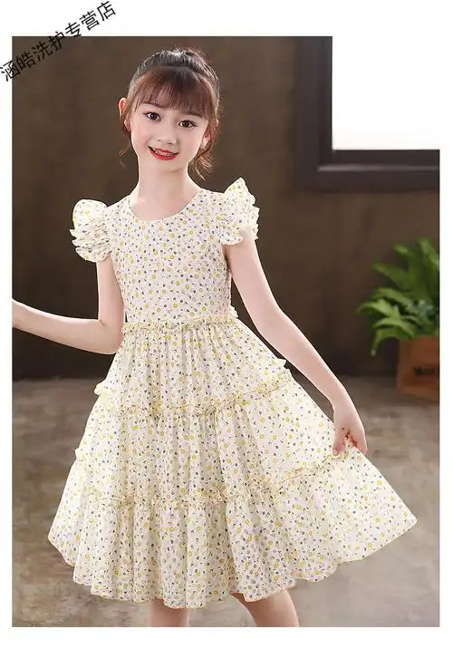 女童纯棉连衣裙2022夏季新款洋气公主裙小碎花4-10岁小女孩儿童背心裙