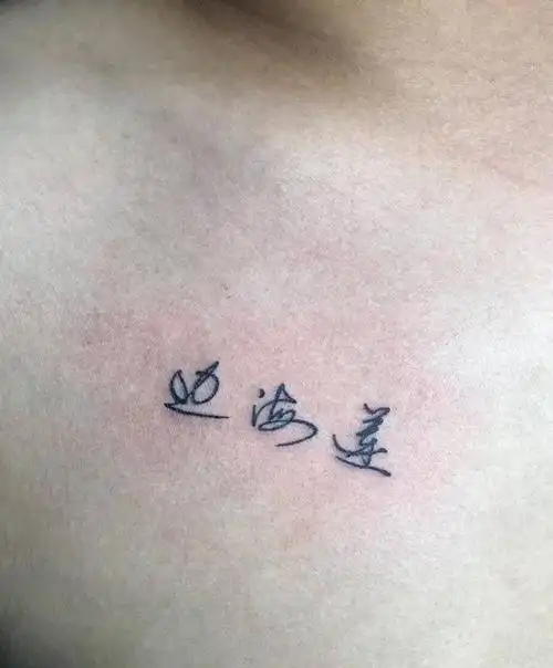 爱人名字纹身图片_胸部花体字纹身图案