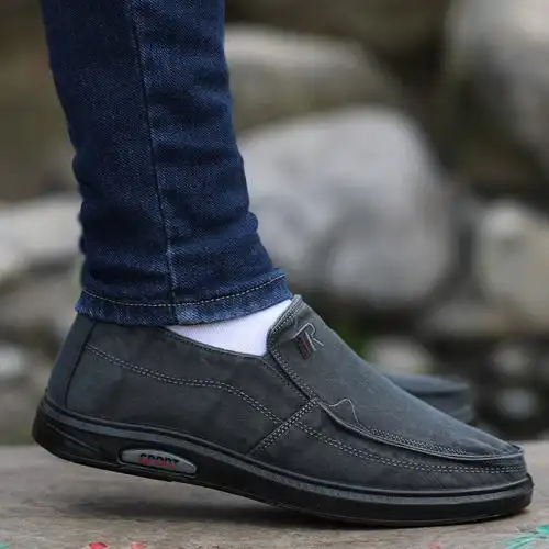 男百搭透气夏季老北京布鞋帆布鞋新款懒人一脚蹬防臭中老年爸爸鞋