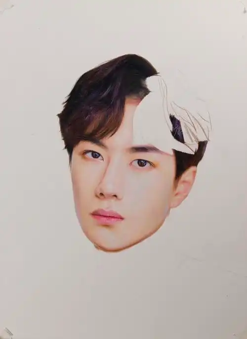 彩铅手绘王一博肖像