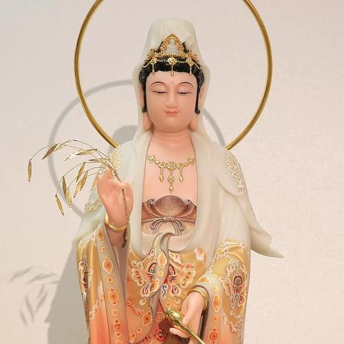 金玉素彩汉白玉西方三圣阿弥陀佛大势至观音菩萨佛像居家供奉摆件