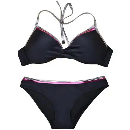 2019年新款三角分体纯色性感比基尼泳装女士三点泳装现货厂家