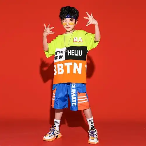 男童六一儿童节演出服街舞服夏小男孩jazz爵士舞童装宽松儿童演出服