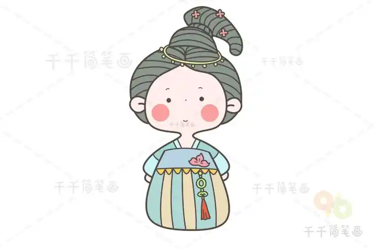 q版古风唐装少女_古风人物简笔画