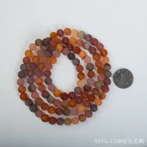 9mm七彩盐源玛瑙108莲花珠