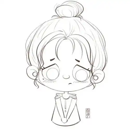 简笔人物线稿,q版人物线稿素材_月月_ya