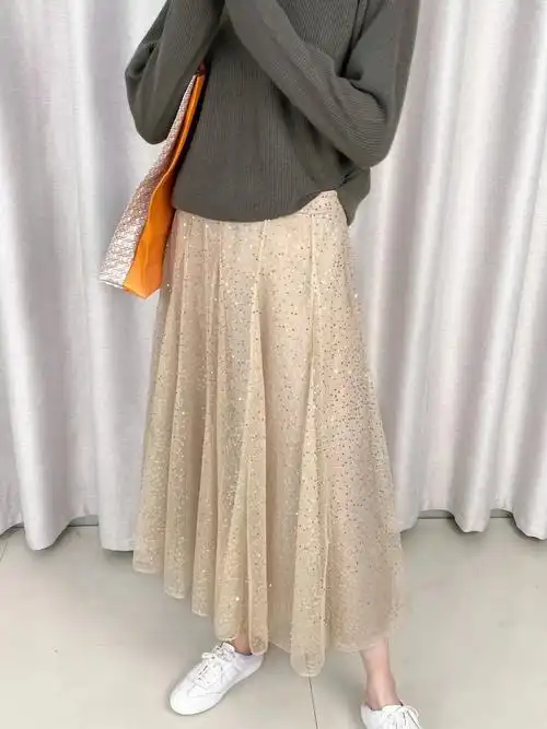 百搭橱窗款星空灿烂v家半身裙穿搭长款仙女