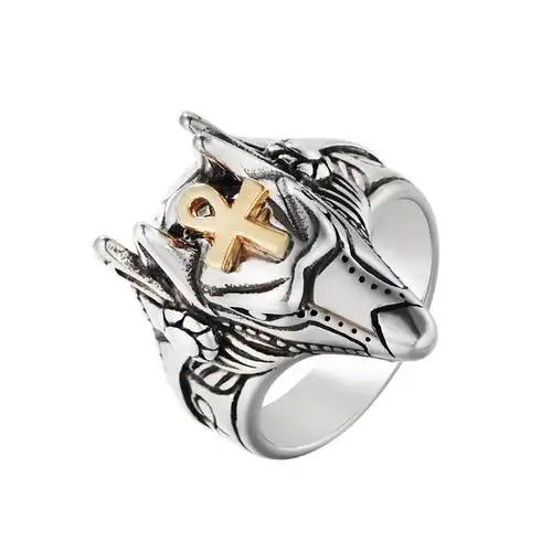 r0361-nk02亚马逊埃及法老守护神阿努比斯钛钢戒指男戒