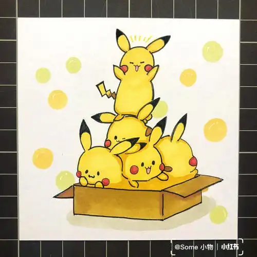 第21幅马克笔卡通画皮卡丘附线稿