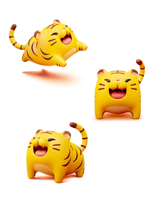 胖乎乎可爱3d小老虎矢量插画吉祥物